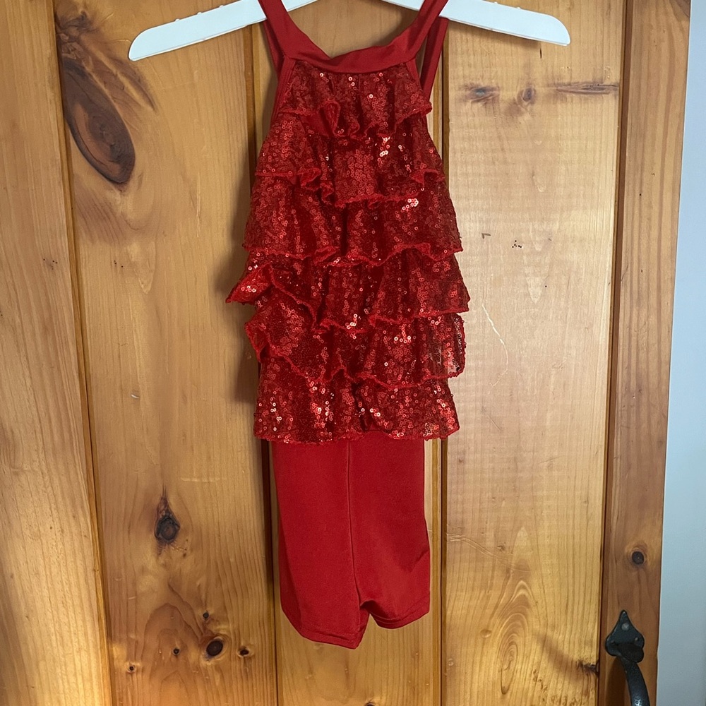 Sparkling Red Kids Dance Costume